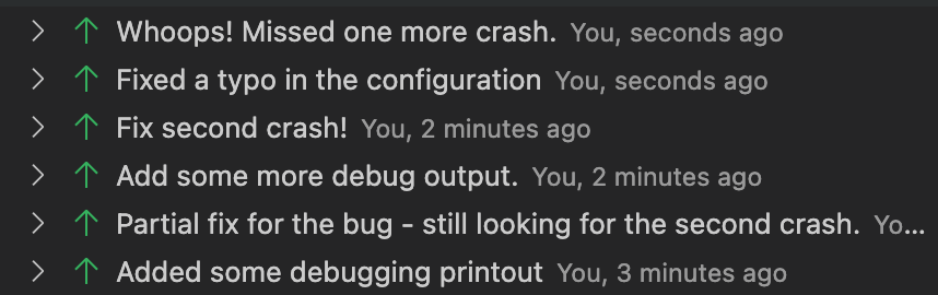 A cluttered git commit history
