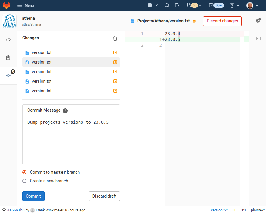 Updating the release candidate number in GitLab