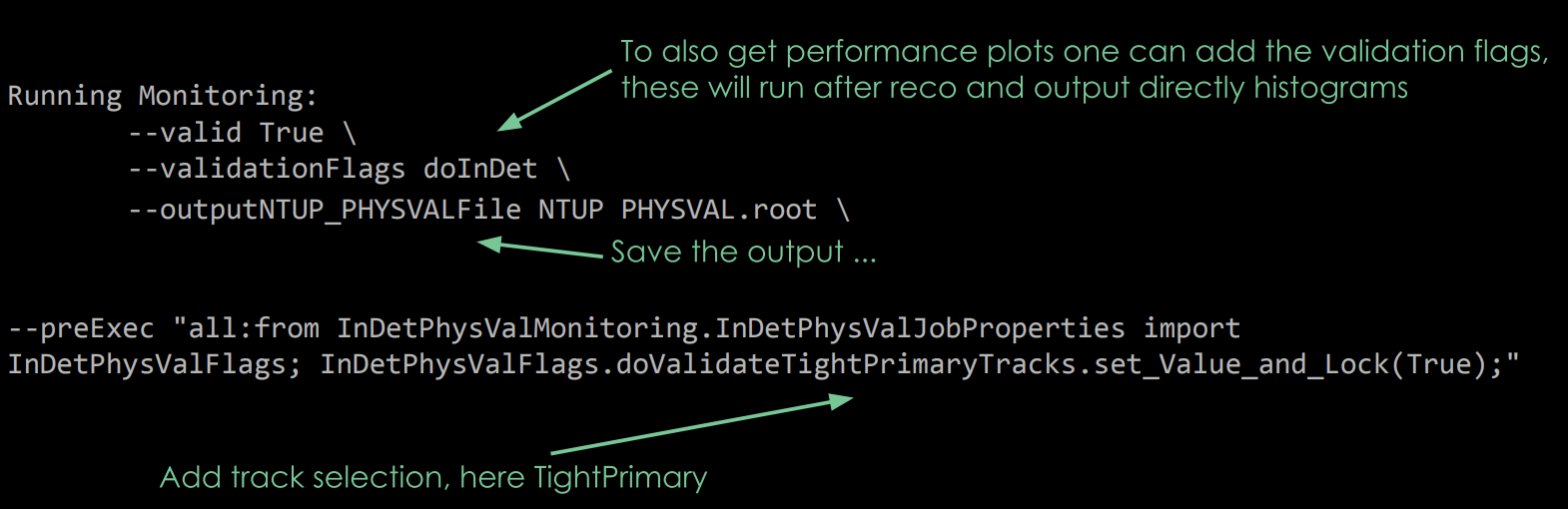 reco tf validation argument descriptions