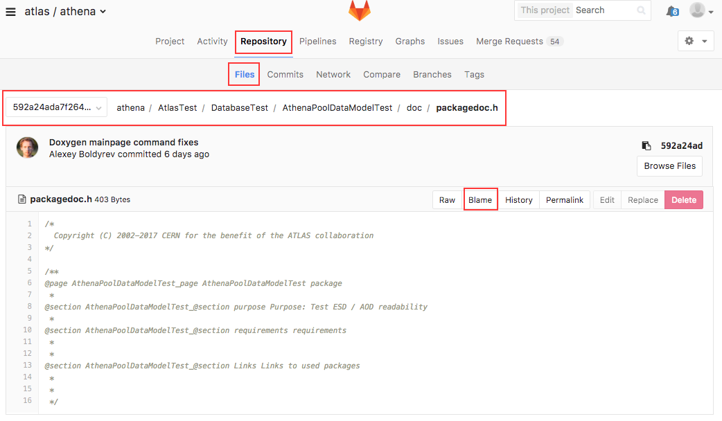 GitLab project front page